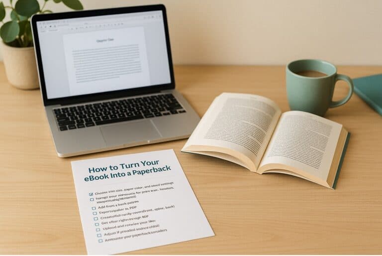 Turn your eBook into a paperback without a designer.